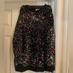 Zip Zag Stripe Multicolored Sequin Sweater XL